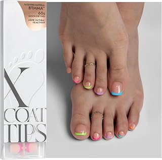 BTArtboxnails XCOATTIPS Toe Nail Tips - Short, Brighter Pastel French Tip Press On Toenails for Women, Soft Gel Toe Nail Press Ons, Soak Off Fake Toenail Extensions - 160pcs