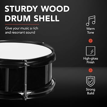 Best Choice Products 3-Piece Beginner Drum Set for Kids Juniors, w/Throne Stool, Cymbal, Drum Sticks, Bass Drum Pedal, 2 Toms - Black