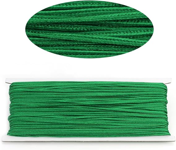 Linsoir Beads 3MM Soutache Braided Cord String Beading Sewing Quilting Trimming Green Color 34 Yards/31 Meters