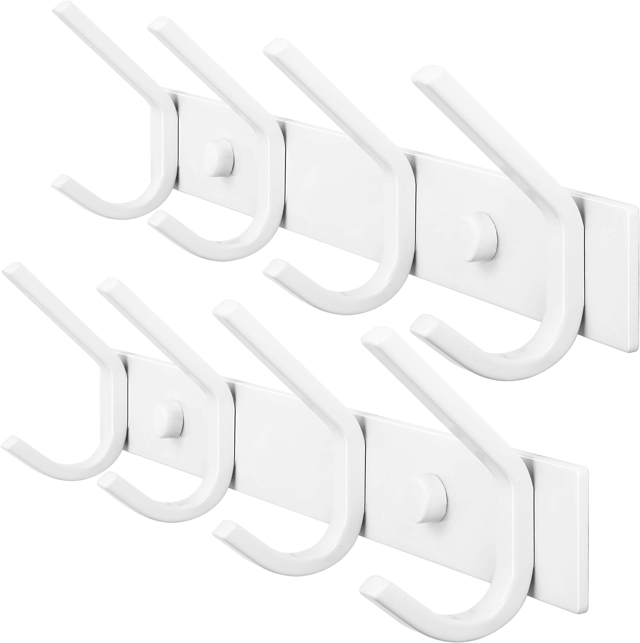 WEBI Coat Rack Wall Mounted,Coat Hooks Wall Mount White,Coat Hanger Wall Hook Rack,4 Hooks for Hanging Coats,Hats,Jacket,Clothes,2 Packs