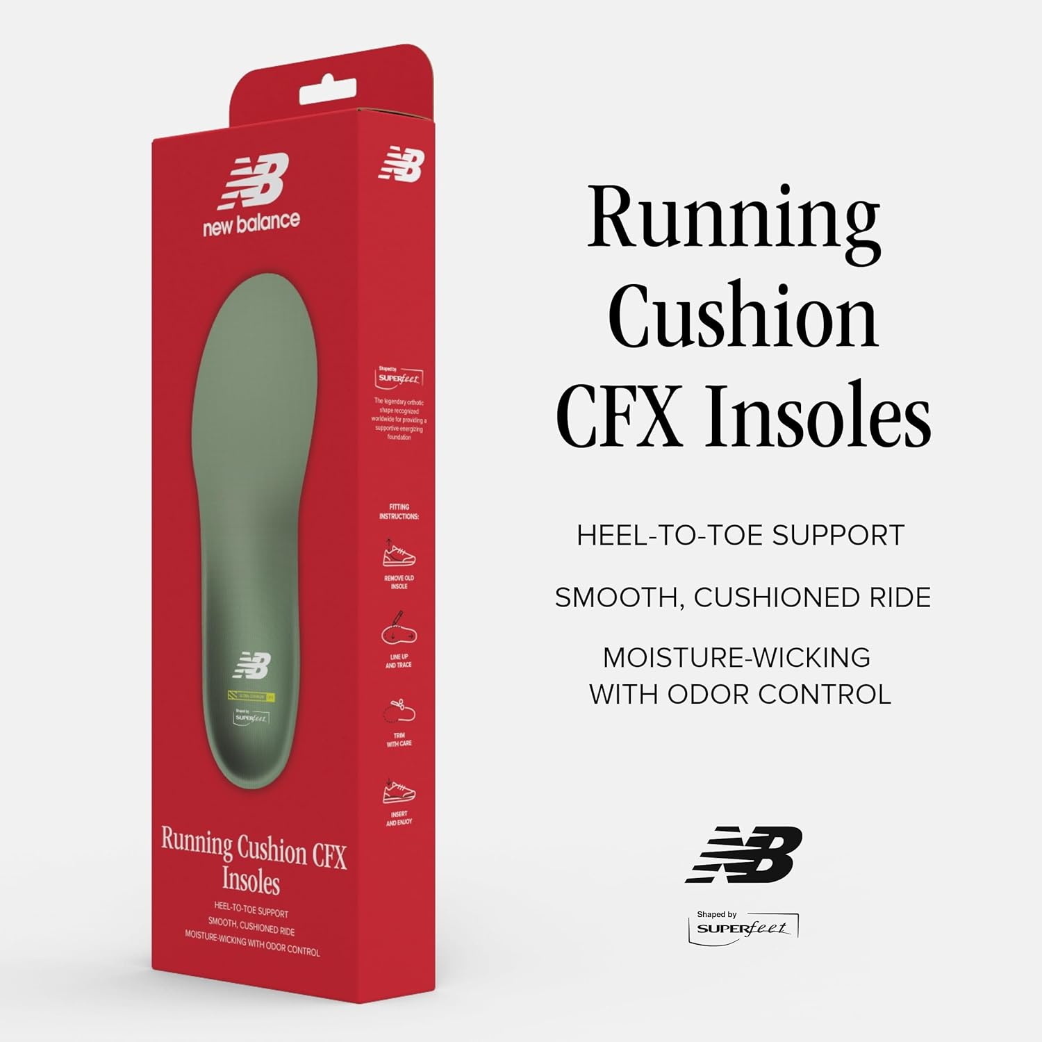 New Balance Running Cushion CFX Shoe Inserts - Arch Support for Runners - Dual Comfort Foam - Unisex - 9.5-11 Men / 10.5-12 Women