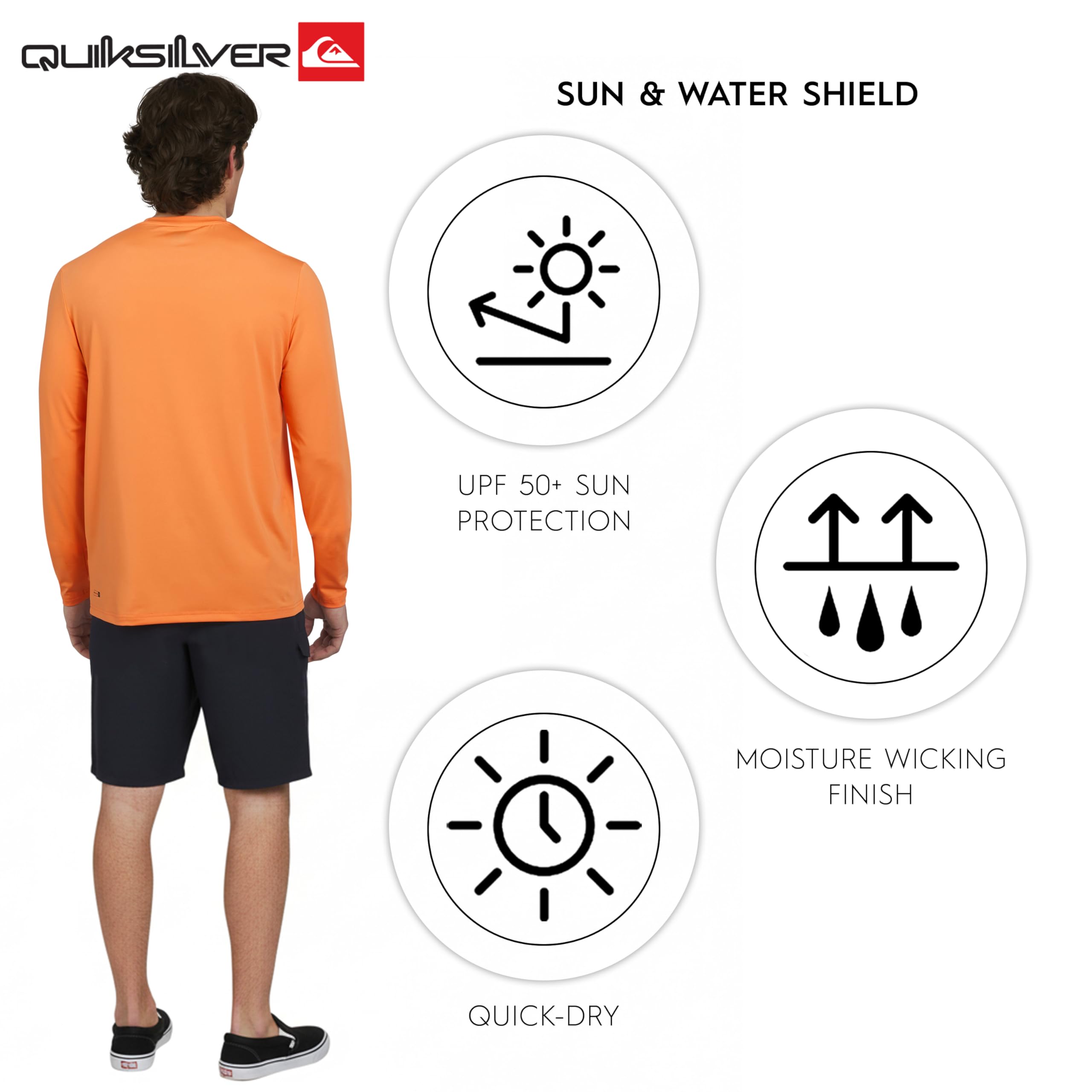 Quiksilver Swimwear Regular Fit UPF 50 Long Sleeve Sun tee Camisa de protección de Sarpullido Hombre (Pack de 1)