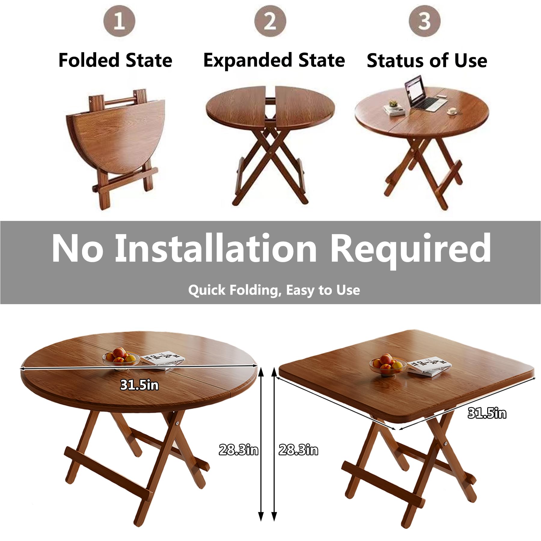 Folding Table 31 Inch Round Table Folding Dining Table Round