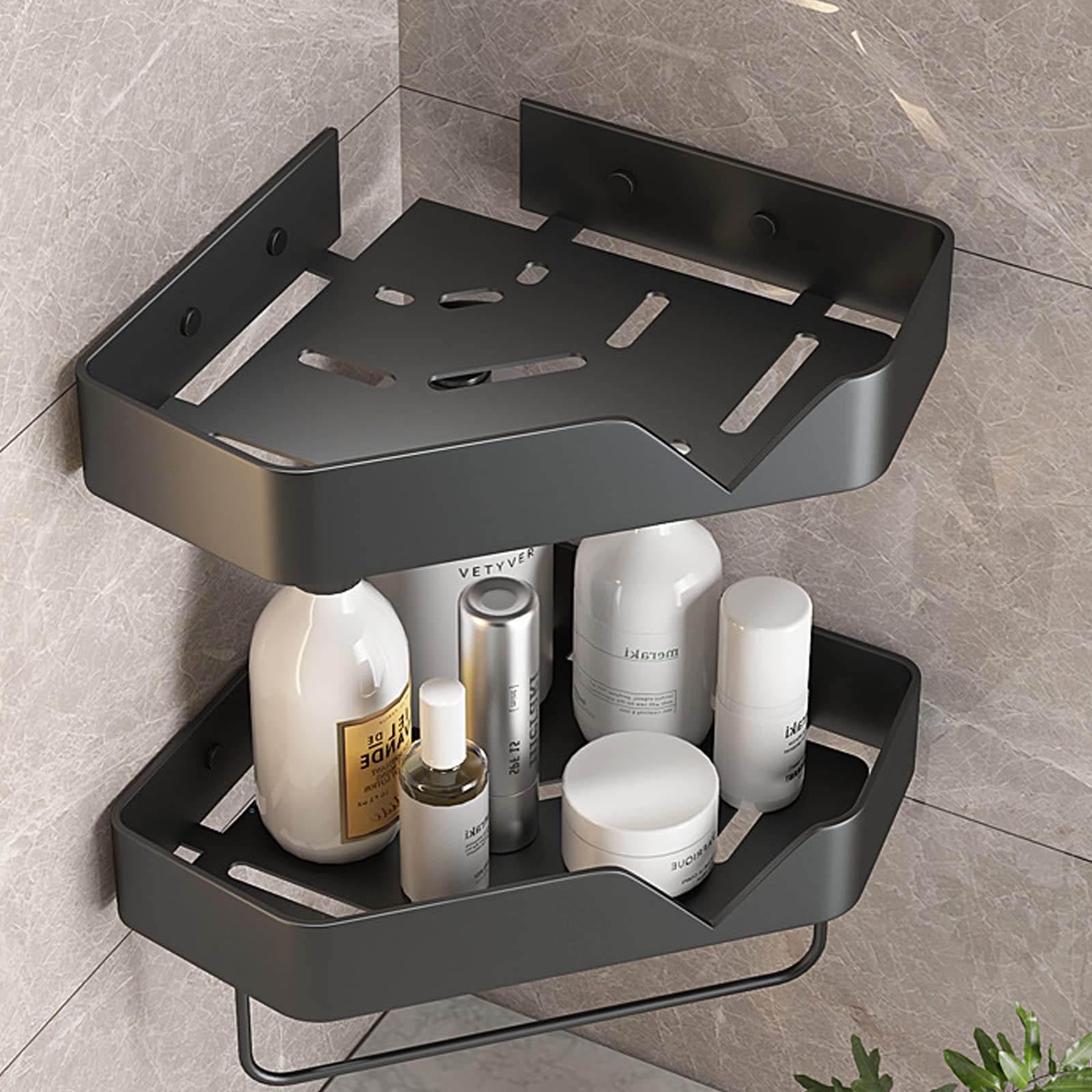 Mensola angolare per doccia, senza fori, supporto per sapone adesivo, in acciaio inox, per shampoo, sapone e gel doccia – ed elegante soluzione per riporre oggetti