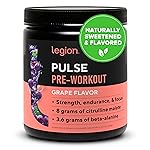 LEGION Pulse Pre Workout - All Natural Nitric Oxide Preworkout Drink to Boost Energy, Creatine Free, Naturally Sweetened, Beta Alanine, Citrulline, Alpha GPC (Grape)
