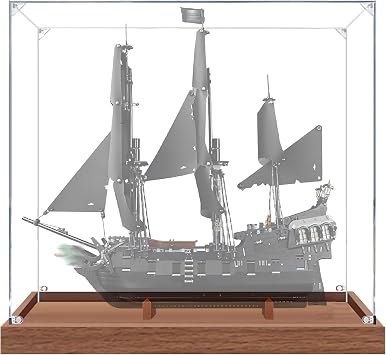 Acrylic Display Case for Lego 10365 Corsair Black Pearl, Dustproof Transparent Storage Box, Display Box Compatible with 10365 Box Only 3mm,Wood Grain