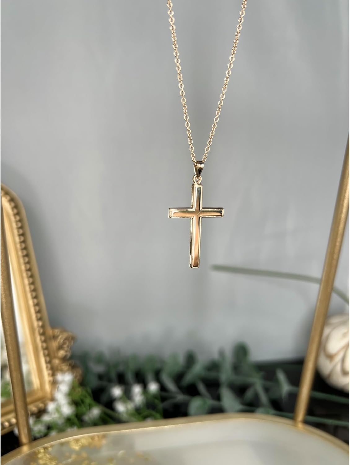 Solid 14K Yellow Gold Cross Necklace for Men & Women, Anti-Tarnish, Polished 14K Yellow Gold Cross Pendant for Necklace, Real 14 Karat Piece with Premium Jewelry Box, Handcrafted Heirloom Quality Religious Jewelry Made in the USA