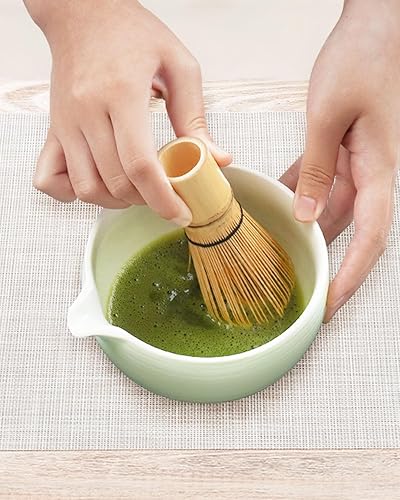 Miniatura 9 de Juego de tazón de matcha con boquilla y batidor de bambú, kit básico de té matcha, 2 piezas