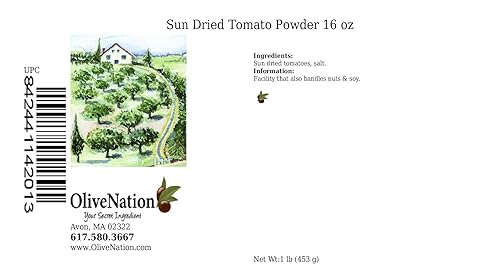 Miniatura 2 de OliveNation Tomate seco al sol en polvo, sabor, aroma y color de tomates maduros para cocinar, hornear, mezclas, sin OMG, sin gluten, vegano, 16