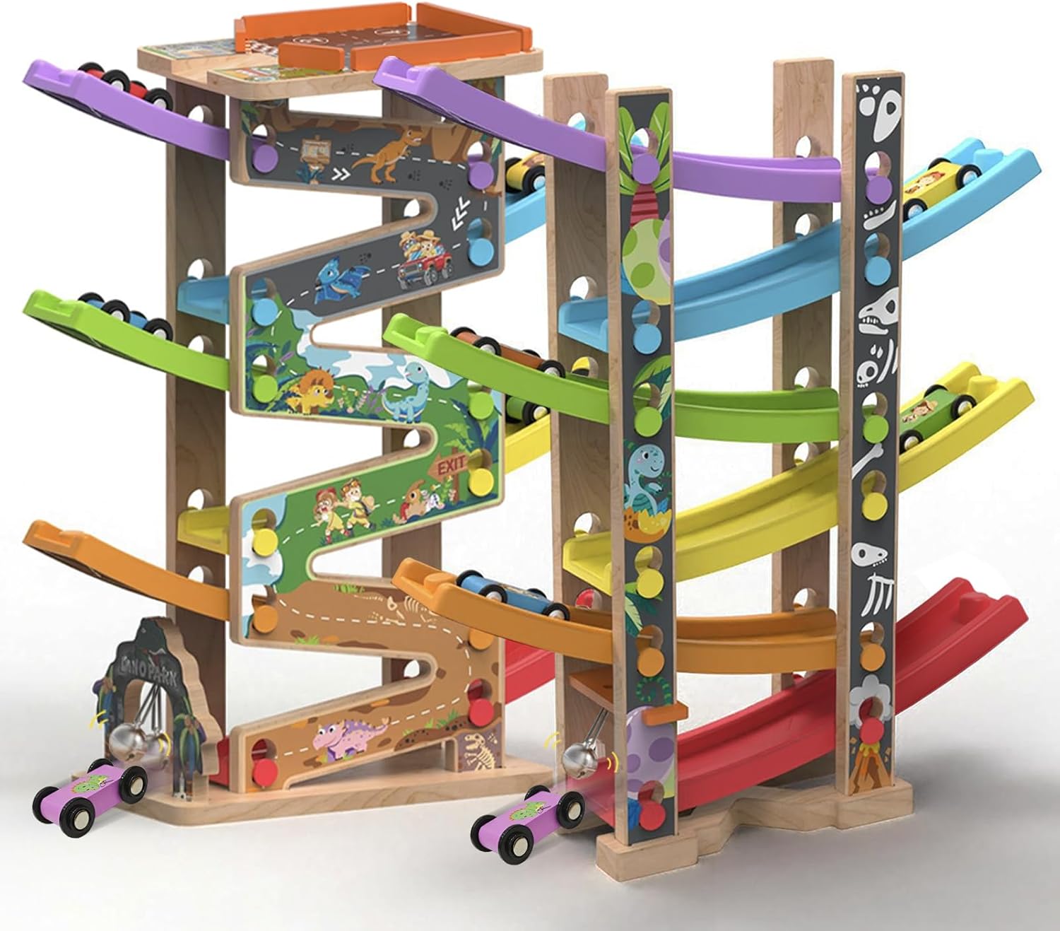 Amazon.com: Letoiz Wooden Race Track Car Ramp Racer Toy for Toddlers ...