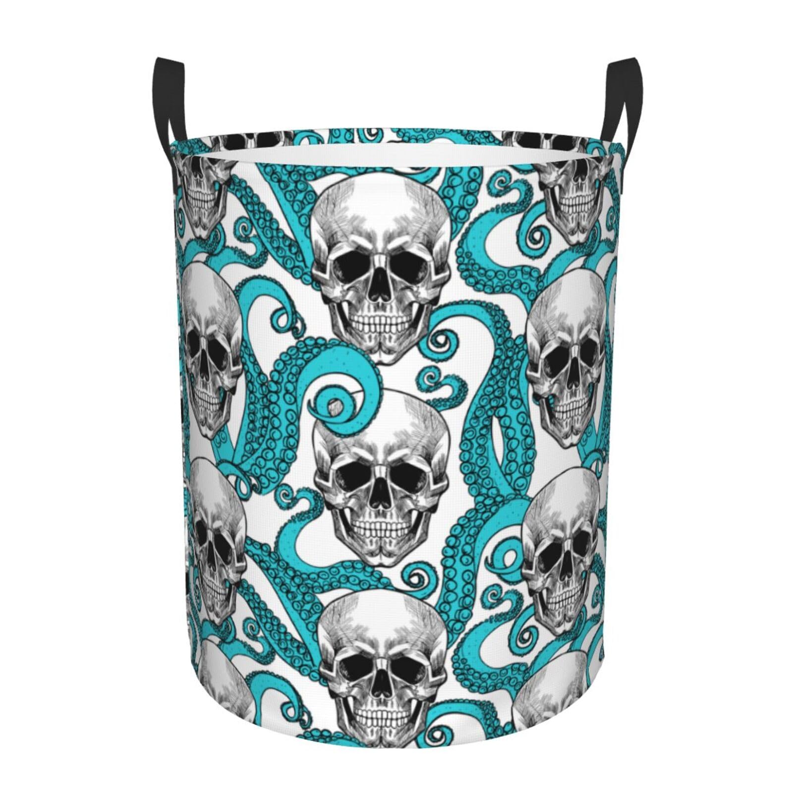 Laundry Basket Octopus Tentacles and Skull Laundry Hamper Waterproof Idea Hampers Large Collapsible Baskets with Handle Suitable for Bedroom Bathroom Utility Room Kitchen