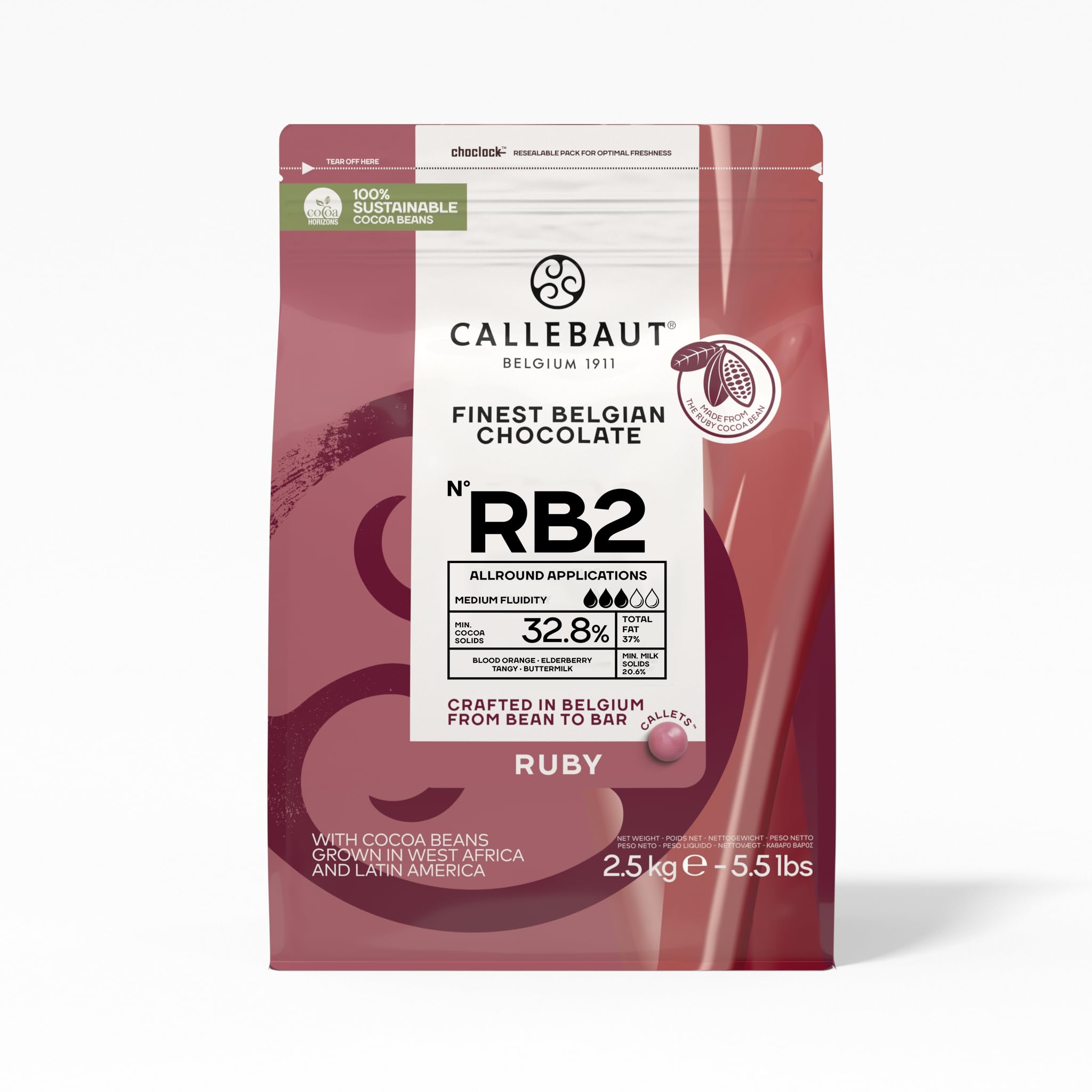 Callebaut Ruby RB2 Kuvertüre Callets 32.8% Kakao 2,5 kg