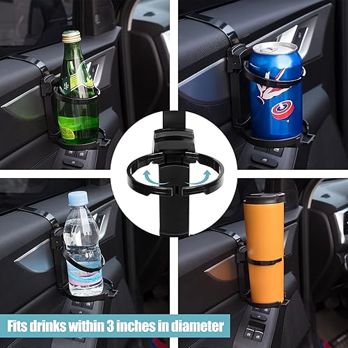 Miniatura 3 de Portavasos para automóvil, portavasos para puerta de vehículo, soporte plegable ajustable para bebidas para interior de camión, latas de refrescos,