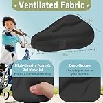 Zacro Gel Kids Coussin de siège de vélo pour garçons & Filles, Housse antidérapante pour enfant, Respirant & Mousse de mémoire extra douce Selle de vélo enfant rembourrée avec bande réfléchissante, 9"x6"