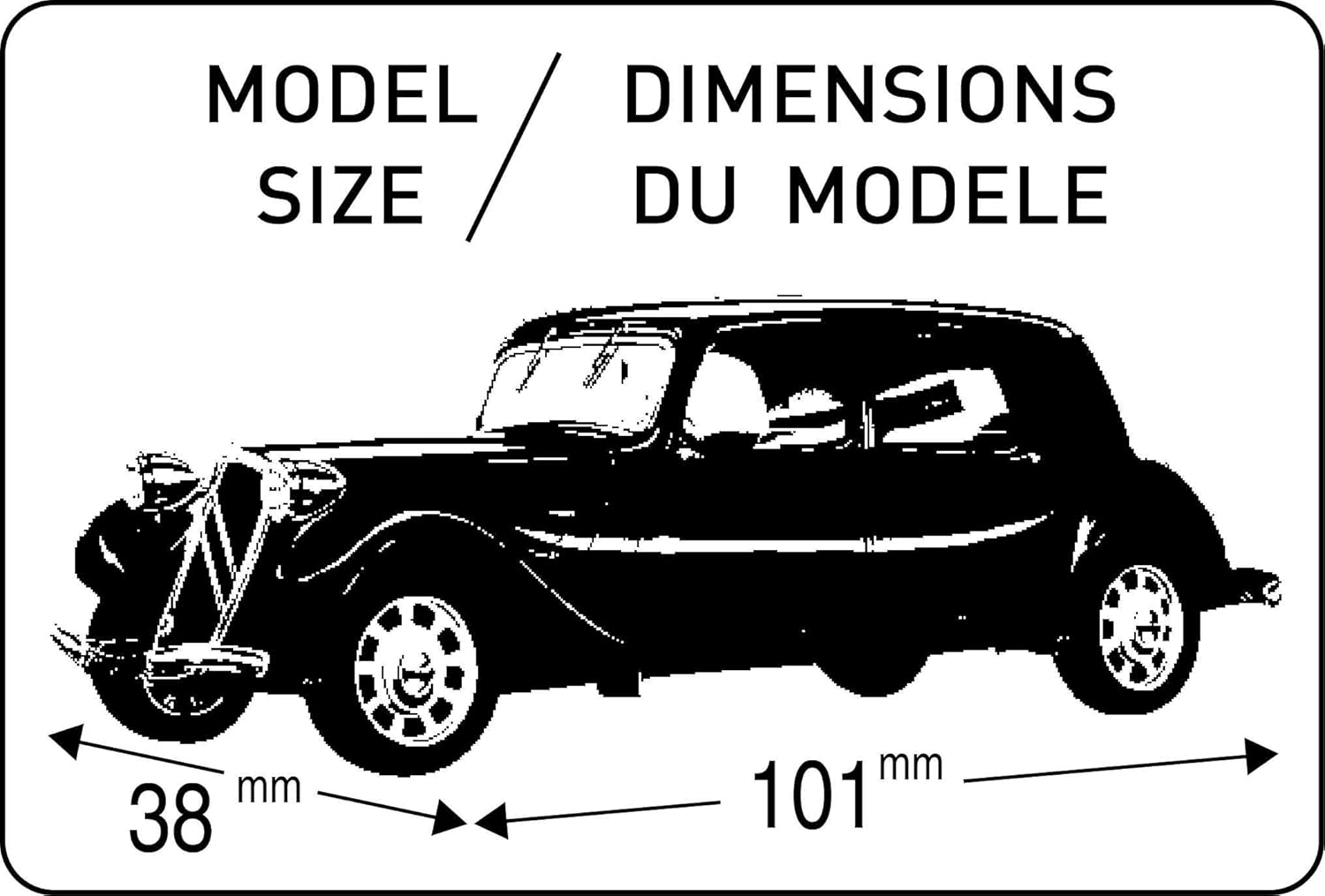 Heller Citroen 11 CV model dimensions diagram