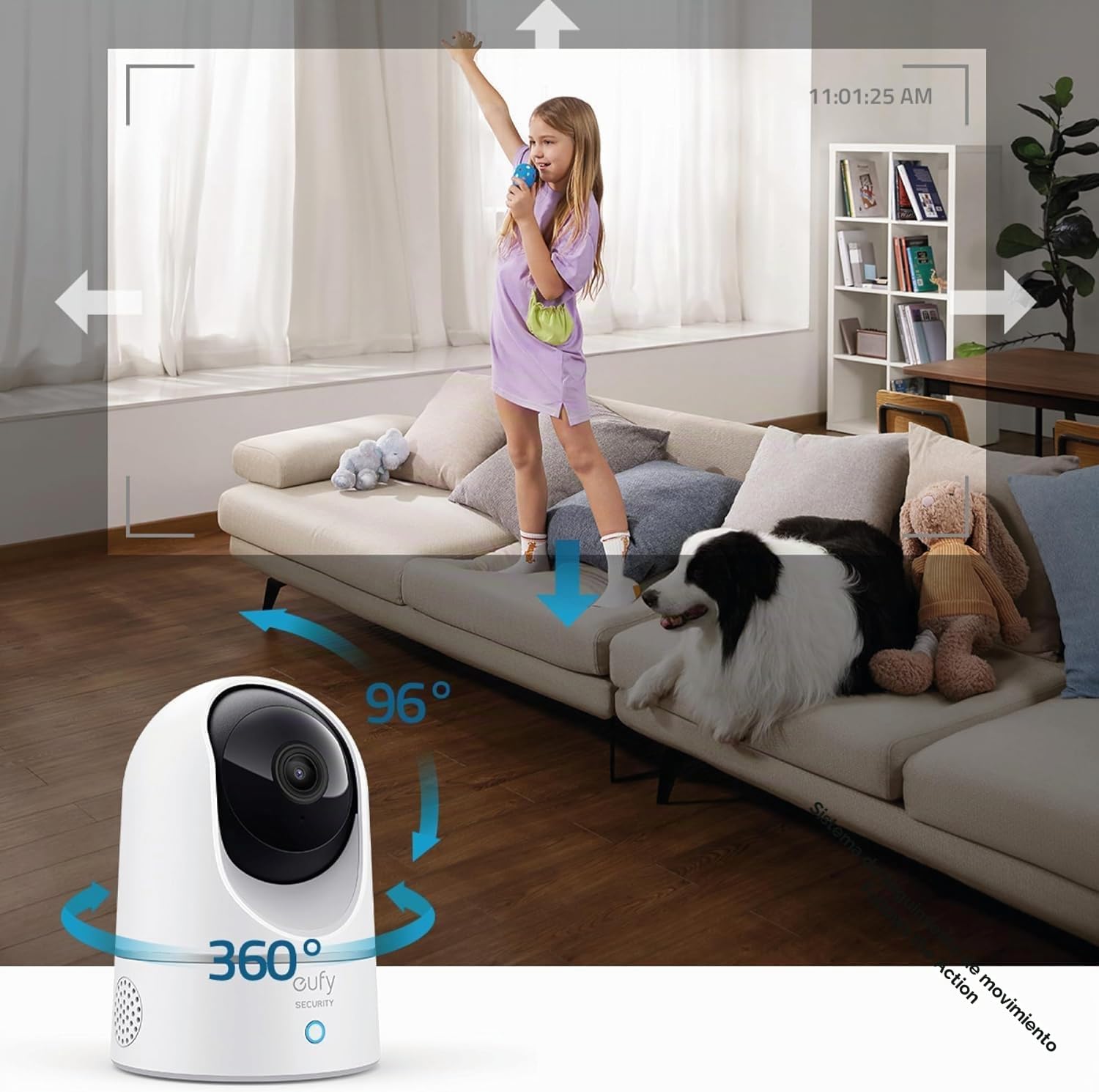 eufy Security Solo IndoorCam E220 (P24) 2K Pan&Tilt Cámara de Seguridad para el hogar, cámara de Seguridad Wi-Fi para Interiores, IA Humana y Mascota, compatibilidad con Asistente de Voz, visión