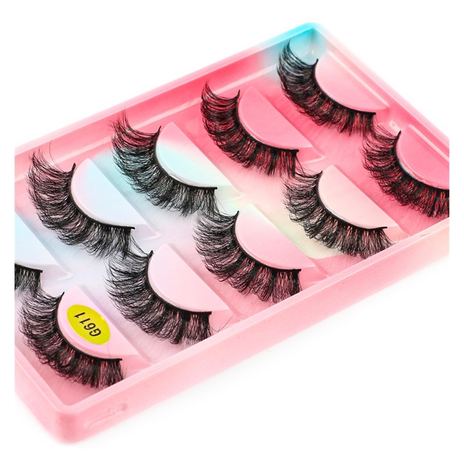 UAMOU Rzęsy z norek luzem 5 par naturalne długie sztuczne Cils Cilios Mink 3D sztuczne rzęsy makijaż puszyste rzęsy maquillaje Cheerfully (Color : G611CS, Size : 10 BOXES (50 pairs))