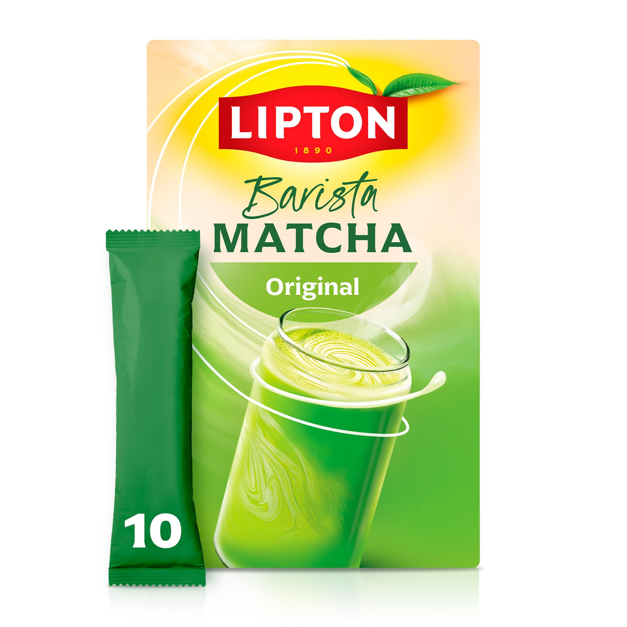 Lipton Barista Matcha Oat Latte, 10 sticks, enjoy hot or iced, add water and it's ready. No added sugars*