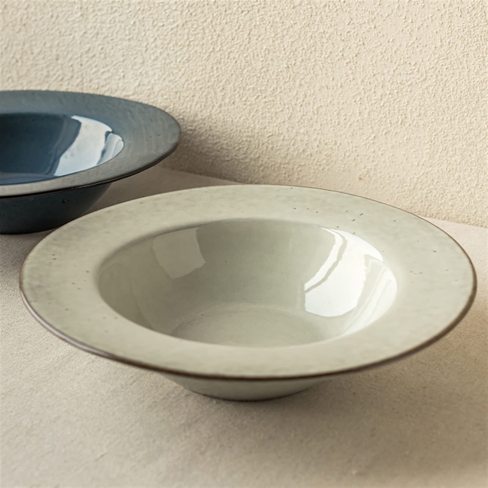 Obiadowe Talerze Chlebowe Ceramiczny talerz do zupy Domowa miska na makaron Restauracja Kawiarnia Talerz sałatkowy Okrągły deserowy Prosty Jednolity kolor Głęboki Talerze Kuchenne(001)