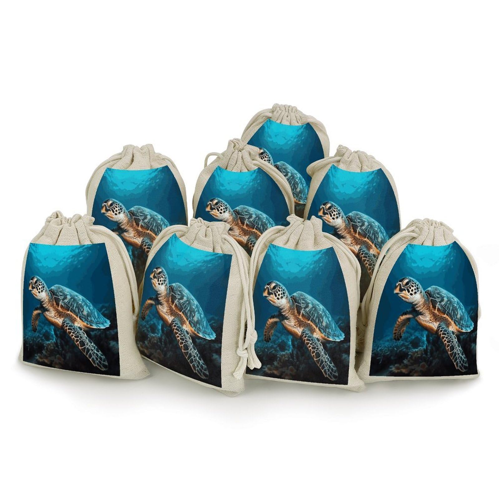 Adfgyerh Style Sea Turtle2 Bags With Drawstring Reusable,Jewelry Bags 4.9 X 6.7 Inch, Set Of 8,Gift Bags For Party Wedding Storage Home Supplies