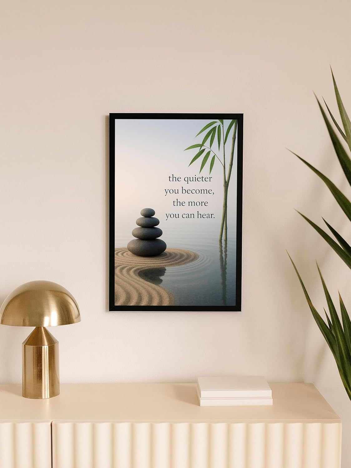 Zen Wall Art Print with Inspirational Quote - 11x17 Inch, Black Framed - Motivational Poster for Meditation Room, Yoga Studio, or Office Decor - Promotes Calm & Mindfulness
