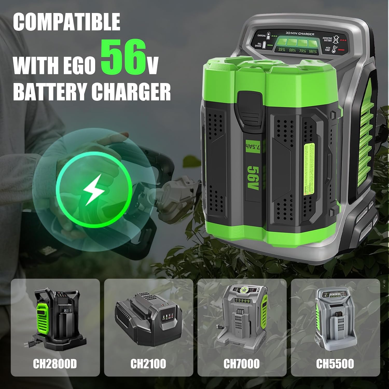 1 Packs 7500mAh 56 Volt Lithium ion Battery Replacement for EGO Batteries Compatible with EGO 56V Battery BA1400T BA1400 BA2800T BA2800 BA4200T BA4200 BA5600T BA5600 BA2242T BA3360T BA4480T(Black)