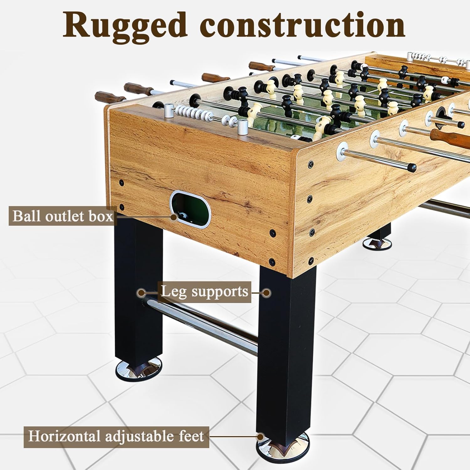 55" Competition Sized Foosball Table, Arcade Table Soccer for Home with Leg Levelers and Heavy-Duty Legs