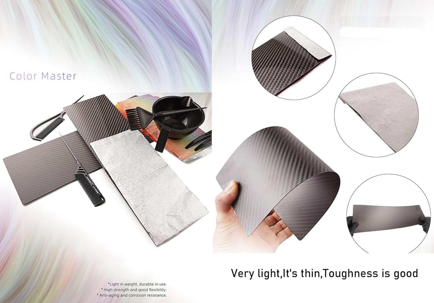 6 Pcs Balayage Board Matte Carbon Fiber Board，is a Hair Colouring Tool for Professional Salons and Hairdressers - Hair Dye Long Board and Short Board Colouring Set(Matte Black Set 2)