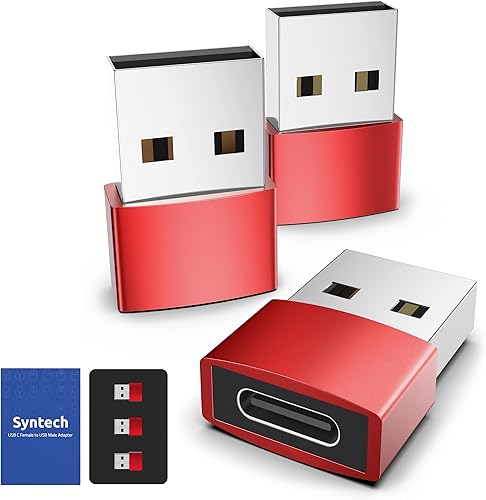 Vista 30 de Syntech Adaptador USB C hembra a USB macho, paquete de 3 [artículos imprescindibles de viaje, aluminio] adaptador USB C a USB, cable de carga tipo