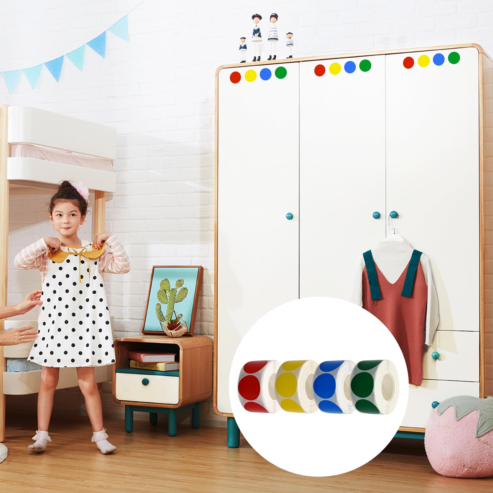 1000 Pieces/Roll Color Coding Labels Sticker Waterproof Removable Color - View #2