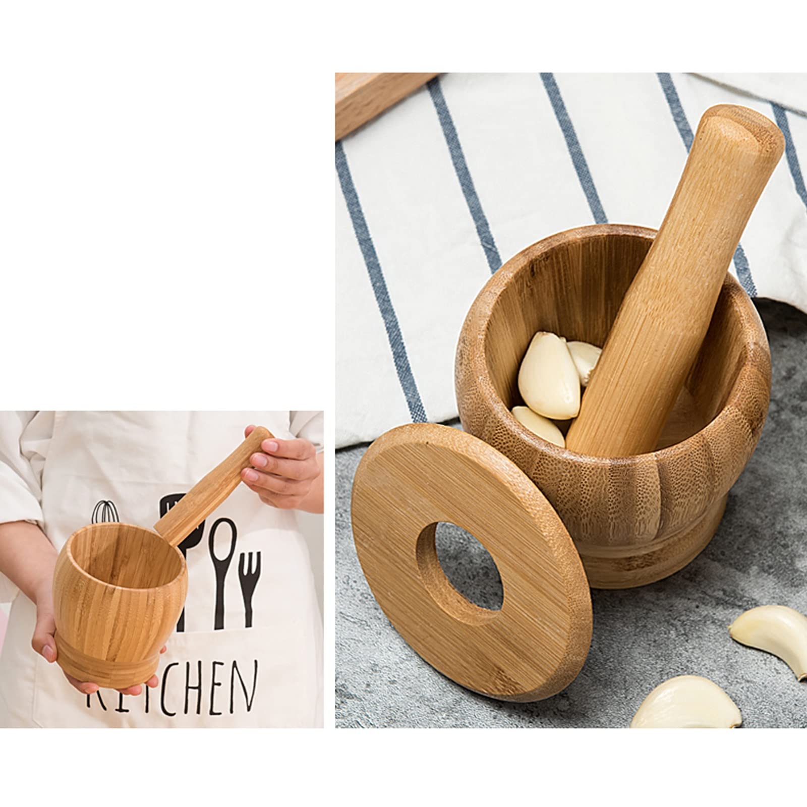 CTCOIJRN Ensemble de mortier et Pilon, mortier et Pilon en Bambou, Presse- ail, broyeur de Gingembre, Ensemble de broyage d'épices, Hachoir à ail, Herbes, épices, broyeur, Hachoir, Outil de Cuisine CTCOIJRN Ensemble de mortier et Pilon, mortier et Pilon en Bambou, Presse- ail, broyeur de Gingembre, Ensemble de broyage d'épices, Hachoir à ail, Herbes, épices, broyeur, Hachoir, Outil de Cuisine