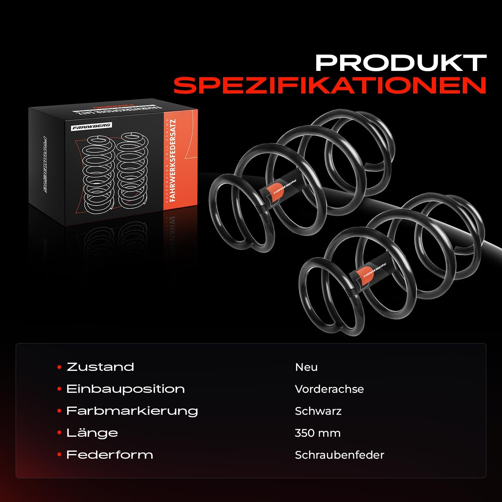 Frankberg 2x Federn Fahrwerksfeder Vorne Kompatibel Octavia II 2004-2013 Golf V 2003-2008 Golf VI 2008-2013 E-O-S 2006-2008 Golf Plus 2006-2016