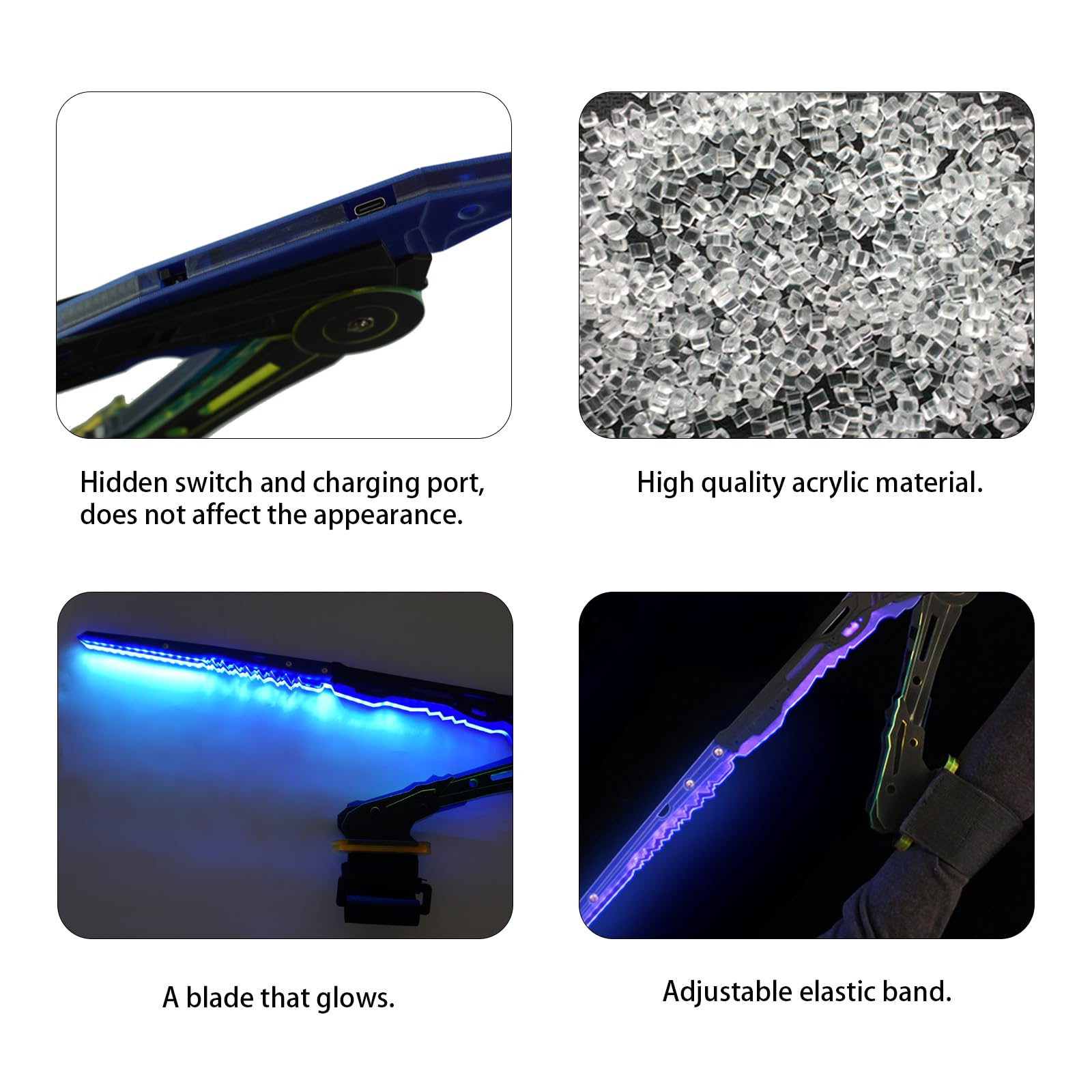 MILRCH Punk arm, Rechargeable LED Lights, Perfect gaming experience, A Must-Have For Any punk Enthusiast: Blue