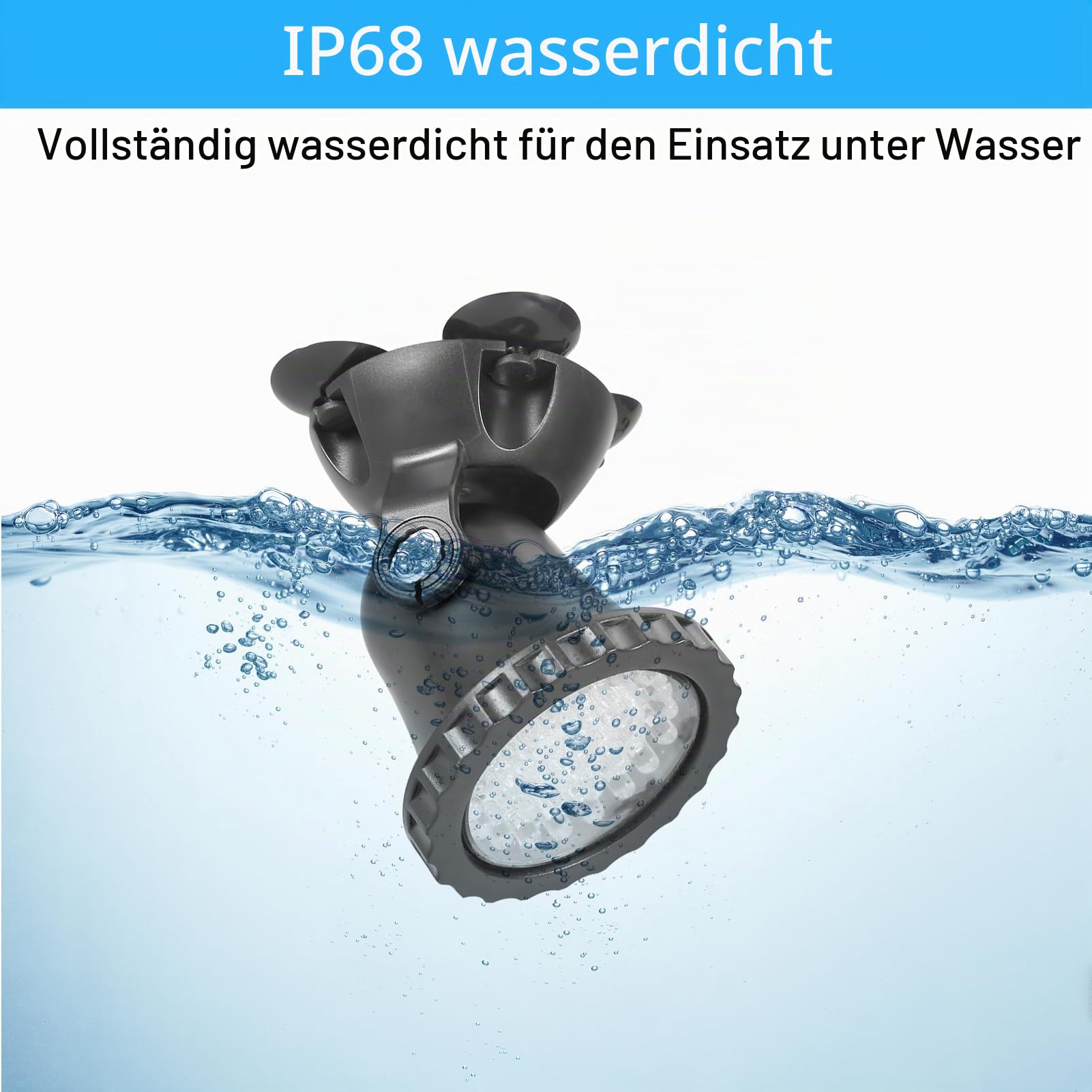 Unterwasserbeleuchtung Unterwasserleuchte Strahler Aquarium Licht Wasserdichtes IP 68 LED Unterwasser Strahler mit Fernbedienung für Wasser Garten Teich Fisch Tank(mit 2 Strahler)