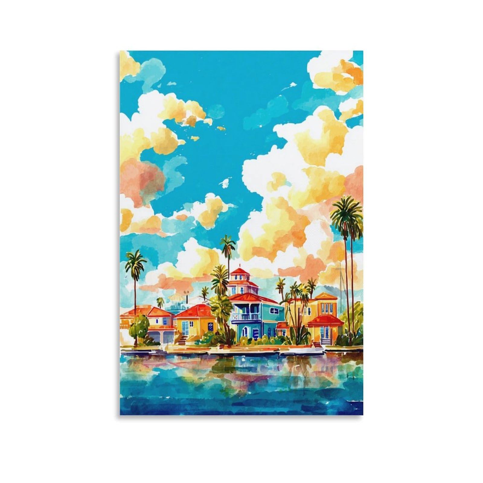Melbourne Florida Poster 20x30inch(50x75cm) Vintage Watercolor Canvas Art