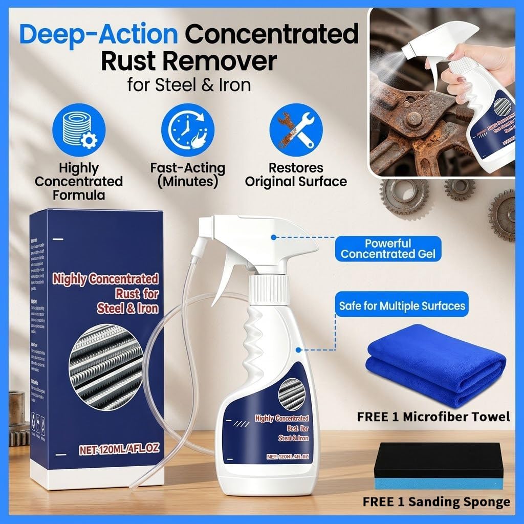 Rust Remover Spray for Metal, Heavy Duty Cleaner, Fast Acting, For Stainless Steel and Automotive Parts
