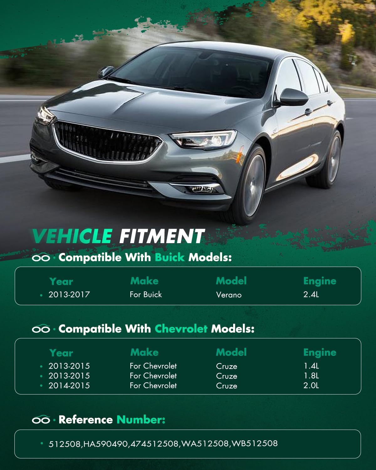 SCITOO 1 x Rear Wheel Bearing and Hub Assembly 2014-2017 For Buick Verano,2014-2015 For Chevrolet Cruze,2013-2015 For Chevrolet Volt,W/ABS 5-Lug 1.4L 1.8L 2.0L 2.4L 512508