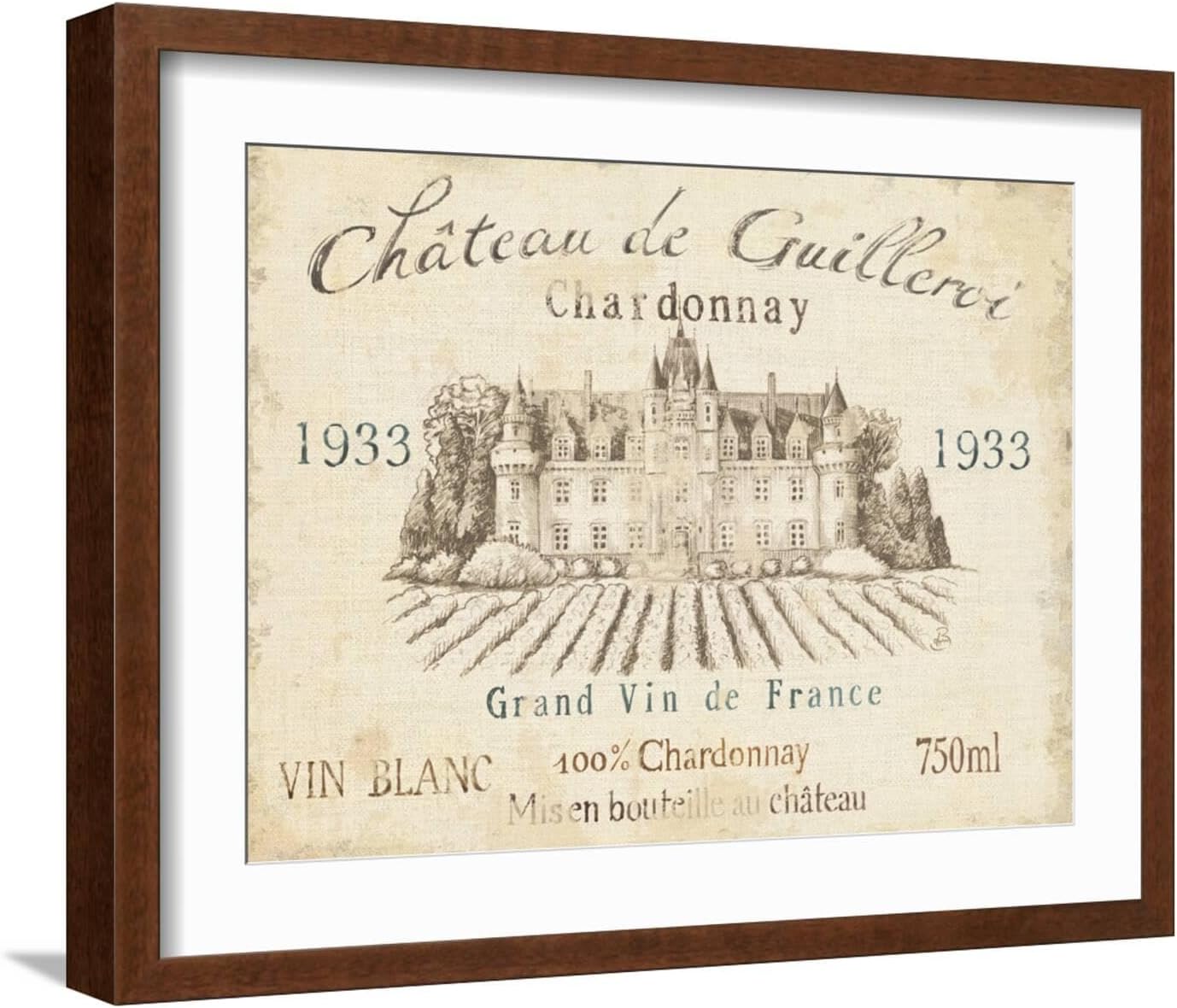 ART.COM Wall Art Print French Wine Label IV Cream by Daphne Brissonnet, 24" x 18"