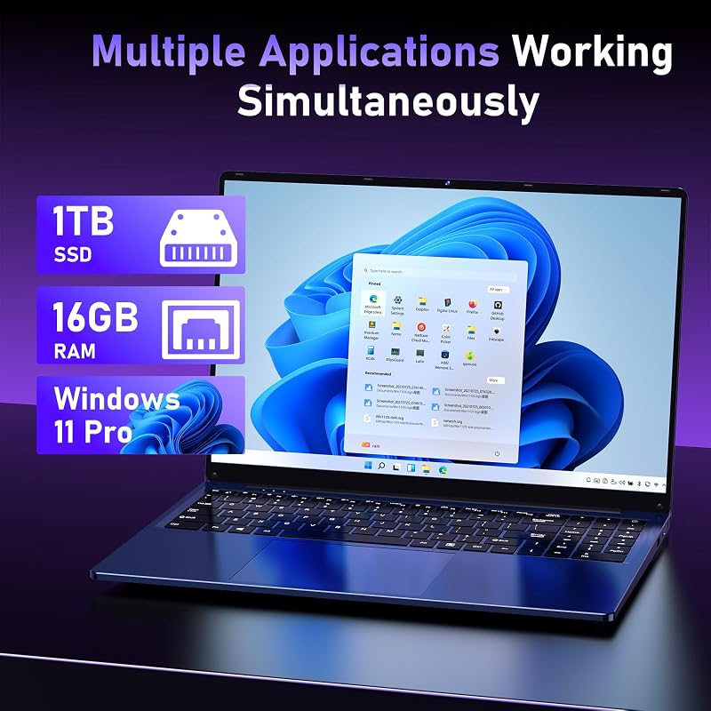 Gaming Laptop 16 Inch 2026, Window 11 Pro Lap Top Computer N150 (up to 3.6GHz), 16GB RAM 1TB SSD, IPS FHD(1920 x 1200) Display, Supports 180° Angle Opening, WiFi, Bluetooth, Backlit Keyboard image 5