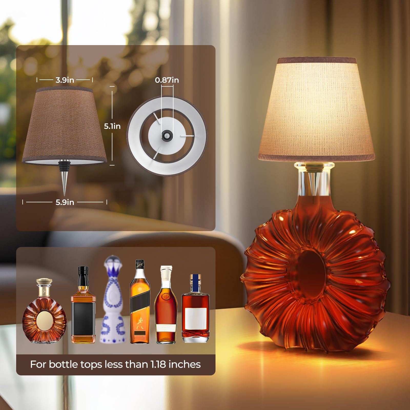 Eclipterra Cordless Bottle Lamp Shade Wireless RGB LED Wine Bottle
