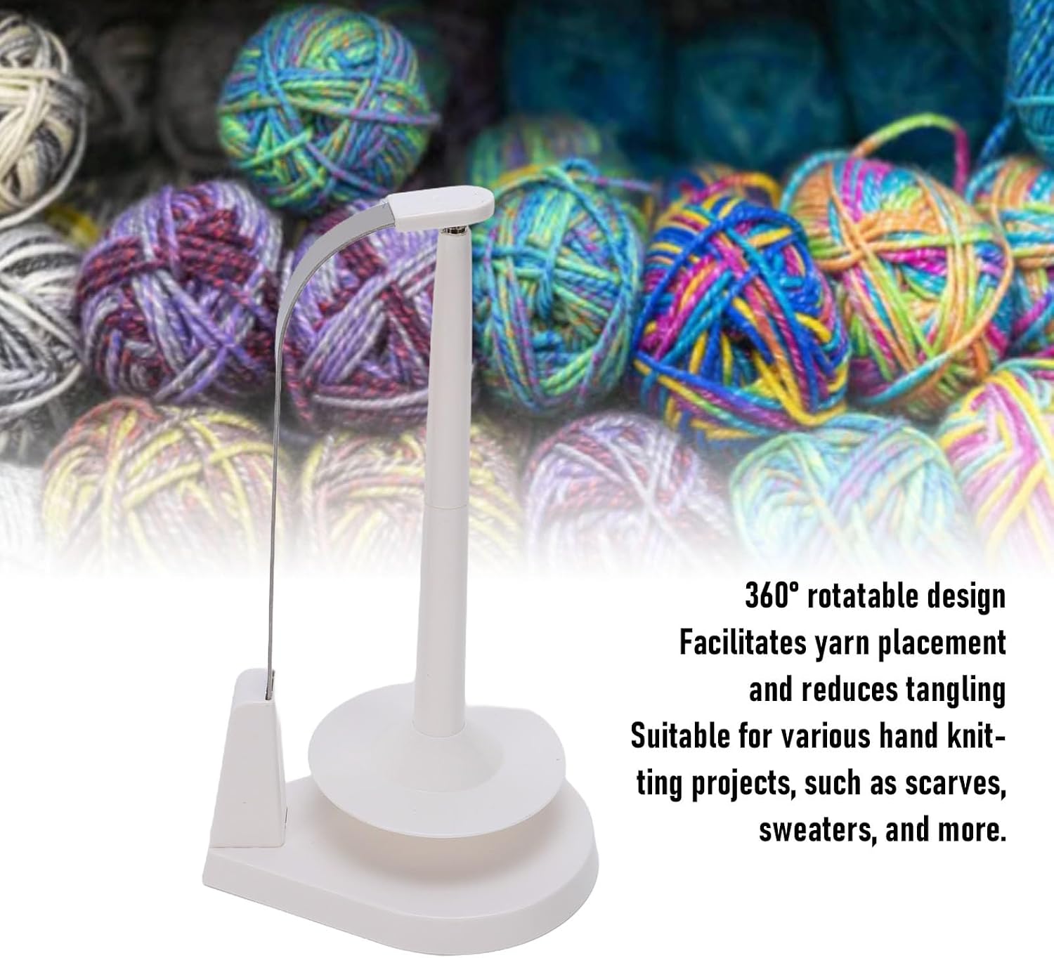 AUNMAS Rotating Yarn Spinner, Magnetic Yarn Holder with Built in Magnets Stand for Scarves Sweaters Crocheting Knitting, 360 Spinning image 2