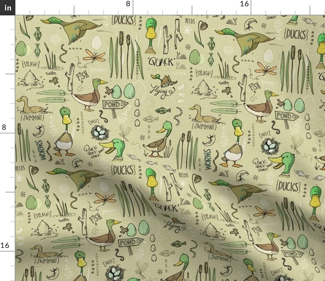 Spoonflower Fabric - Duck Wild Nature Bird Adventure Woodland Printed on Petal Signature Cotton Fabric Fat Quarter - Sewing Quilting Apparel Crafts Decor