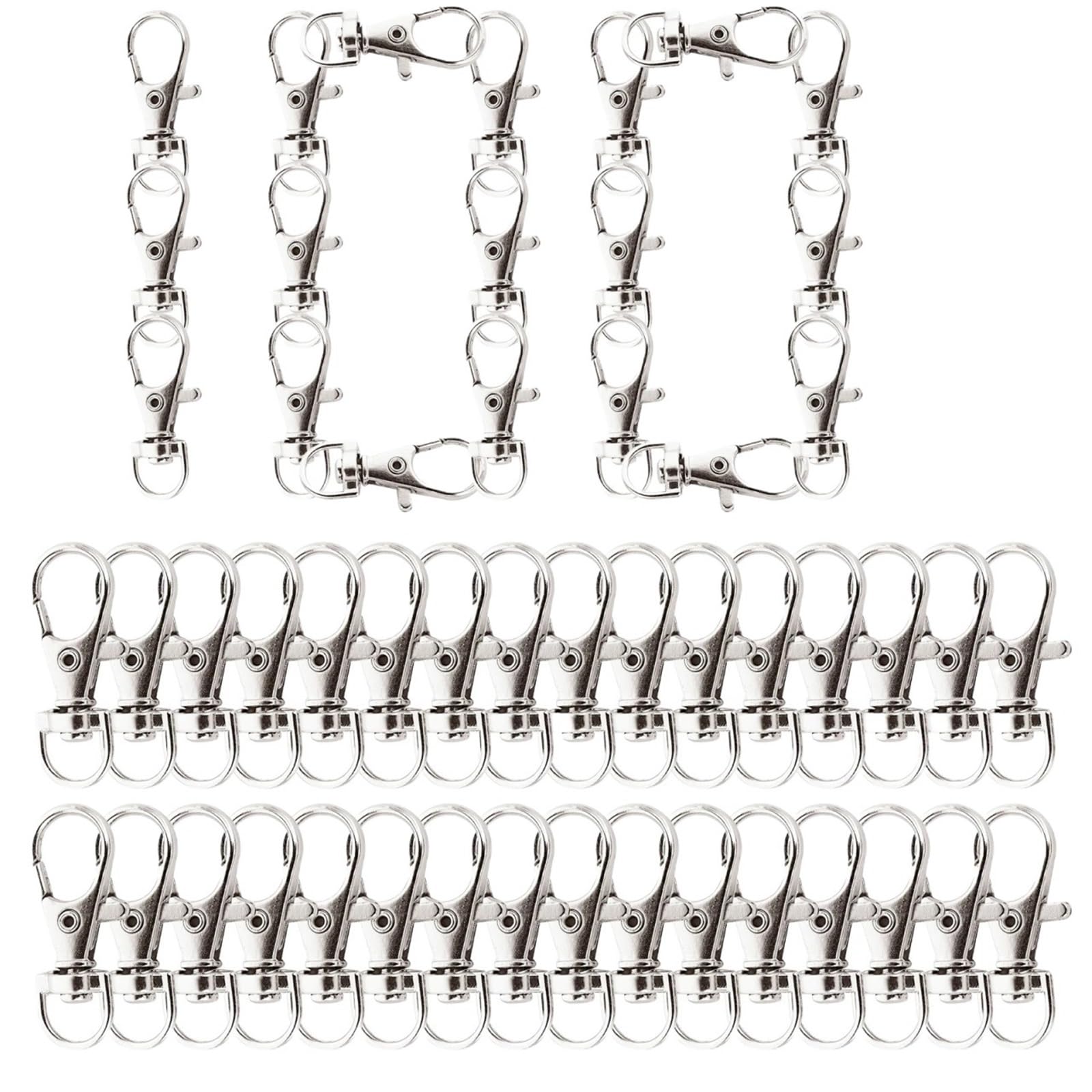 Ganchos De Metal Giratorio 25-200Pcs Swivel Lobster Clasp Snap Hooks Stainless Steel Key Ring D Hook For Keychains Jewelry DIY Crafts(100pcs)