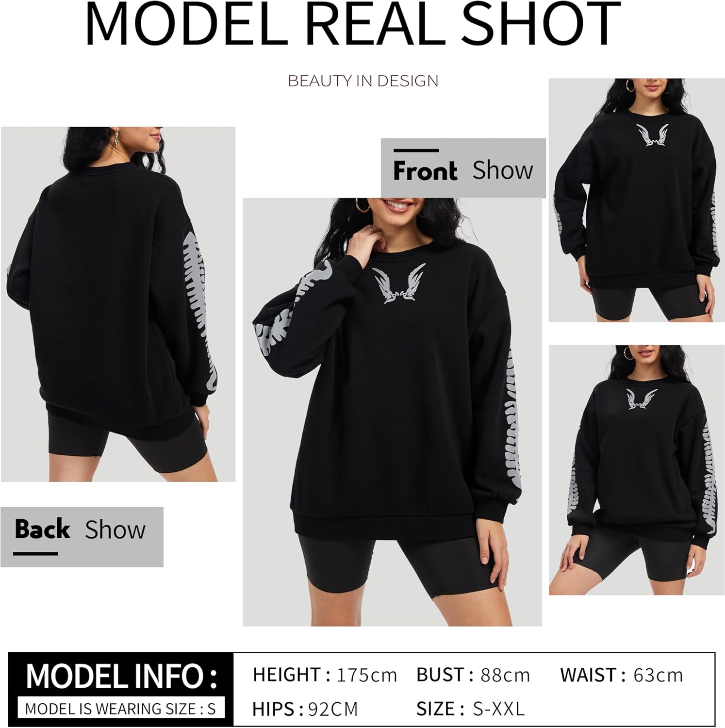 TSMNZMU Women Oversized Sweatshirts - Crewneck Long Sleeve Pullover Fleece Hoodie - Goth Grunge Punk Emo & Alt Style - Image 2