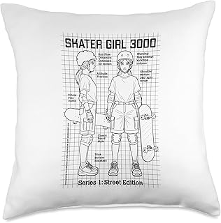 Skater Girl Funny Joke Action Figure Skateboarder Skate Throw Pillow