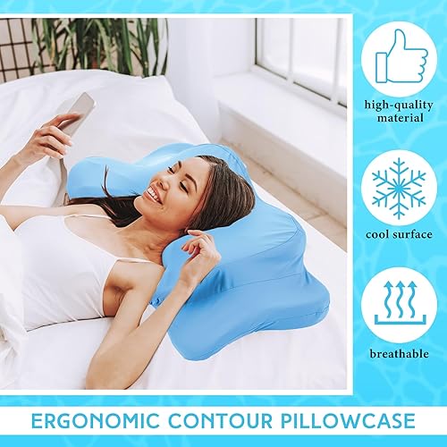 Miniatura 4 de Funda de almohada refrescante para el cuello cervical (solo funda de almohada) Funda de almohada ergonómica con cremallera, funda de almohada