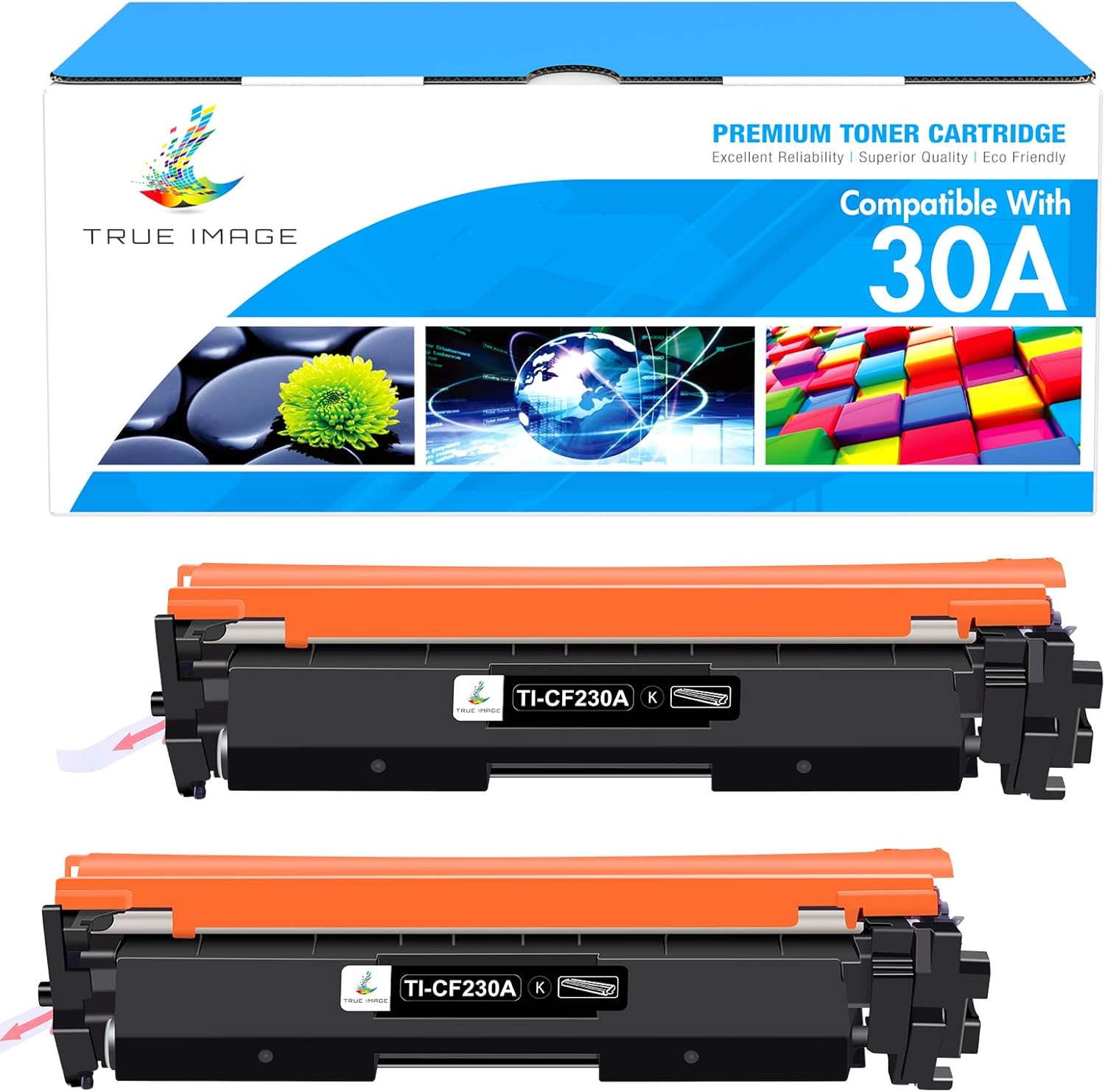 CF230A 30A Black Toner Cartridge Compatible Replacement for HP 30A CF230A 30X CF230X M227fdw for HP LaserJet Pro MFP M203dw M227fdn M203dn M227sdn M203d M227 M203 Series Printer (Black, 2-Pack)