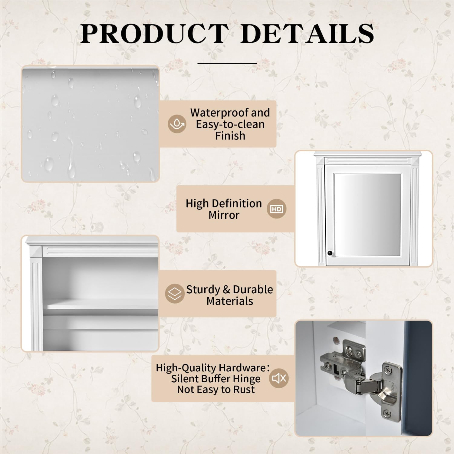Geelife 24" x 27" Wall Mounted Bathroom Storage Cabinet with Mirror
