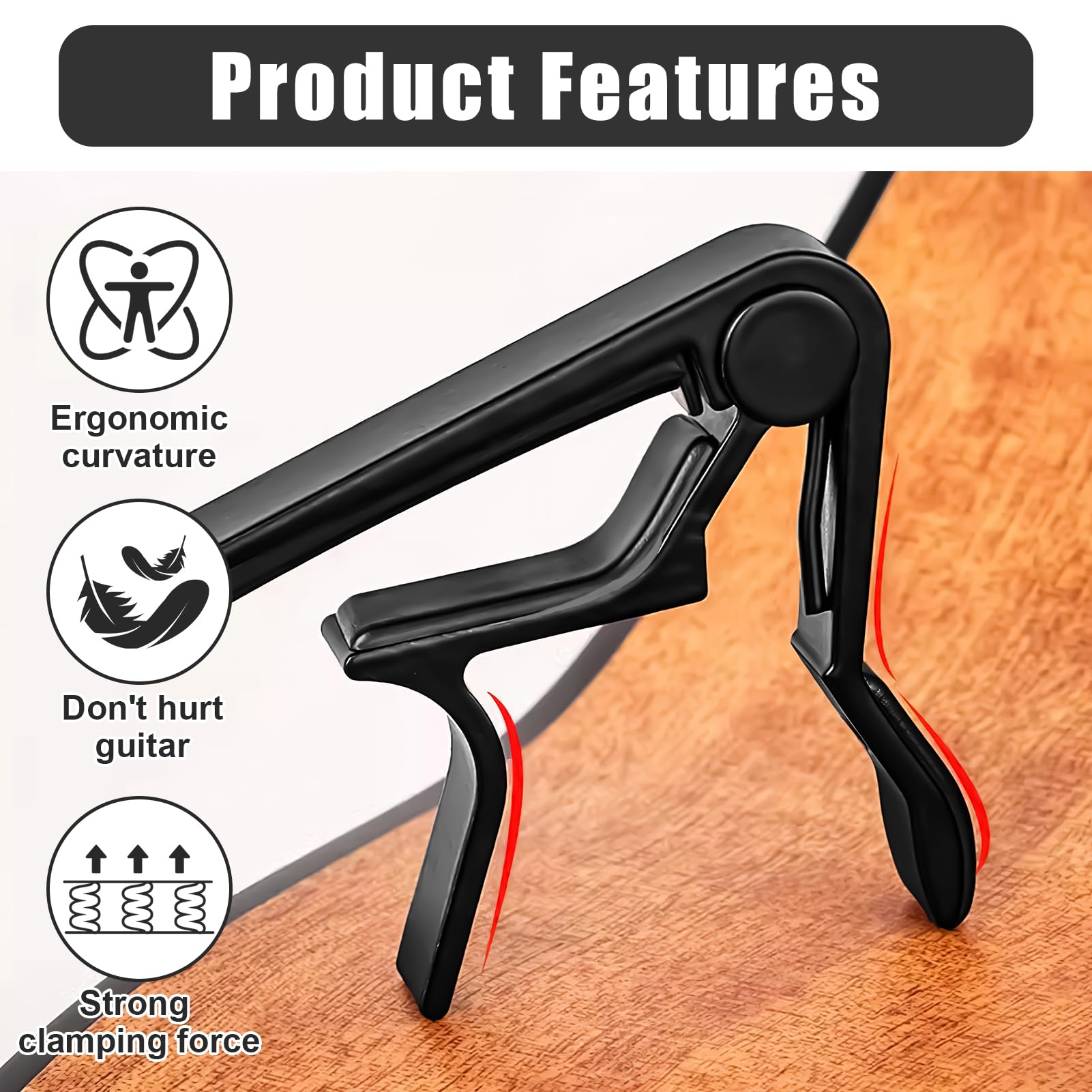 Guitar Capo for Acoustic and Electric Guitars with 5 Picks Included - Image 4