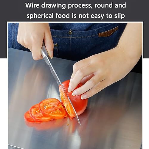 Miniatura 6 de 304 tablas de cortar de acero inoxidable para cocina, tabla de cortar de metal, tabla de cortar, de doble cara, cepillada y pulida, fácil de